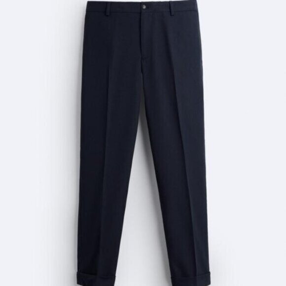 Zara Men’s Textured Navy Blue Neutral Minimalist Blazer & Pant Suit Size 42 - Picture 4 of 5